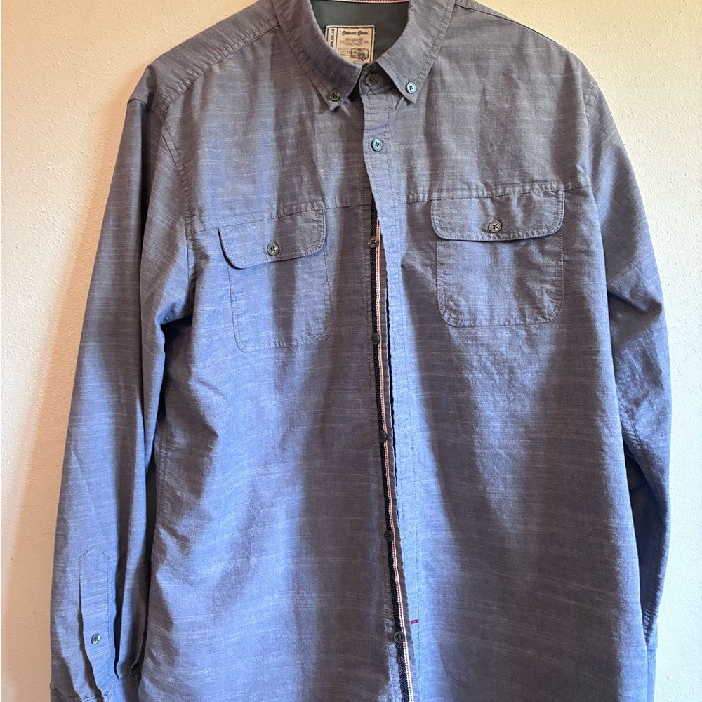 Alexander Julian Blue  Casual Button-Down Shirt large Denim feel